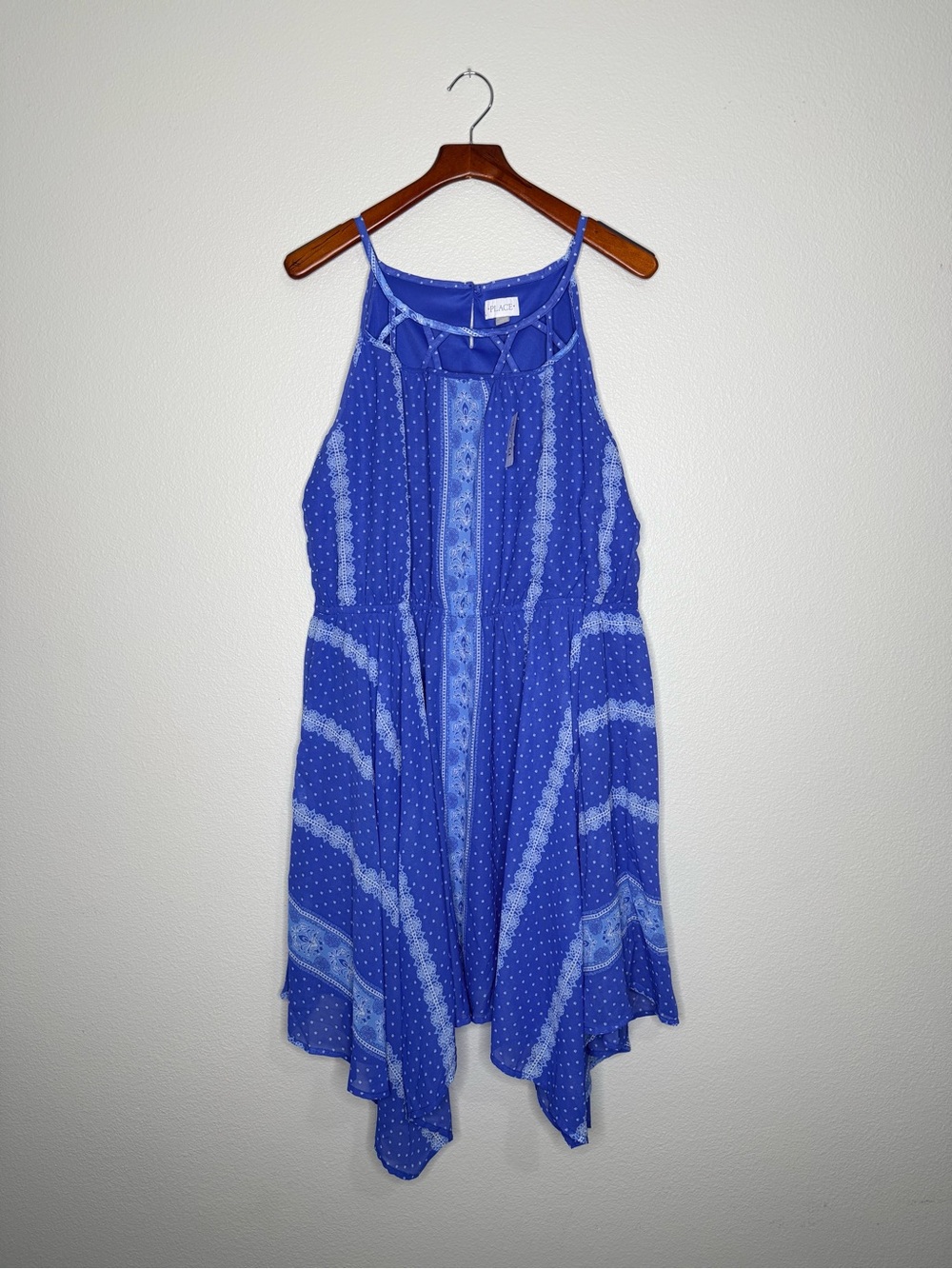 The Children's Place Royal Blue Printed Asymmetrical Halter Dress